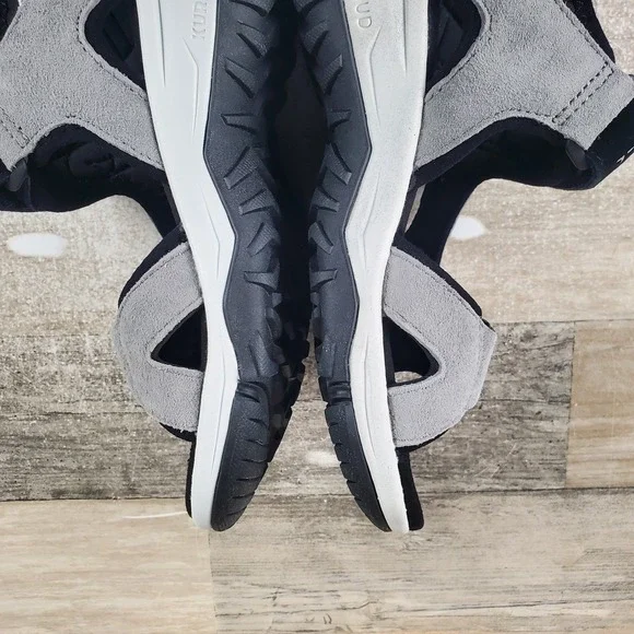 Kuru Tread Womens Sandals Sz 8 M Fossil Gray Sky Blue Jet Black Suede Comfort - Picture 7 of 12